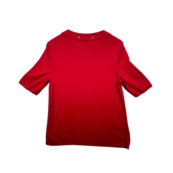 Talbots Womens Knit Top Cutout Collar Design Size L Red Office Classic Casual - Picture 8 of 10